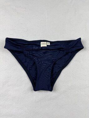 L*SPACE Navy Full-Cut Rushed-Back Bikini Bottoms Size XS